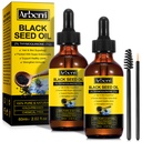 2 Pack Schwarzes Saatgut Öl Bio kalt gepresst, 100% reine & natürliche Flüssigkeit Schwarzes Saatgut Öl kalt gepresste Glasflasche 60ML für Hautpflege, Nourishes und Hydrates Haar