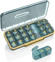 Pill Organizer 3 Mal A Day, 7 Tage Pille Box 3 Mal A Day - Acedada Wöchentliche Vitamin Box Organizer mit 7 separaten Behältern, Portable Daily Medicine Planner Case für Vitamin Fish Oil Supplement, Blau