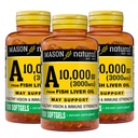 MASON NATURAL Vitamin A 3.000 mcg (10.000 IU) von Fish Liver Oil, unterstützt Vision & Immune Health, 100 Softgels, Packung mit 3