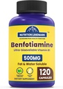 Benfotiamin 500mg pro Servierung, 120 Veggie Kapseln (250mg pro Cap) – Fett lösliches Vitamin B1 Thiamin Supplement – 3. Partei Getestet, Vegan, Non-GMO, Glutenfrei