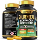Goldenseal Root Supplement - 10in1 Formula - Kombinieren Sie mit Echinacea, Berberin, Kurkuma, Cayenne-Pfeffer, Ingwer, Apfelpektin, Neem und mehr - Verdauungsunterstützung - 120 Kapseln