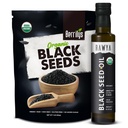 RAWYA Black Seeds + Black Seed Oil - USDA Organic Certified, Cold Press, Nigella Sativa, Cumin Seed Oil, Kalonji, Premium Quality, High Thymoquinone, Pure & Natural, 8.4 Oz + 16 Oz Seeds