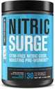 Jacked Factory Nitric Surge Stim Free Pre Workout Powder - Caffeine-Free Nitric Oxid Supplement w/Con-Cret Creatine, L Citrulline, & GlycerSize Glycerol - Blaue Himbeere, 30 Portionen