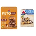 Atkins Karamellmandelcluster, glutenfrei, ballaststoffreich, 1g Zucker, 2g Nettokohlenhydrat, Keto Friendly, 20 Count & Caramel Chocolate Nut Roll Snack Bar, Protein Snack, ballaststoffreich, 2g Zucker, 16 Count