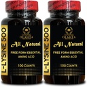 L-LYSINE Ergänzung Amino ACIDS - essentielle Aminosäure für gesunde Stickstoffbilanz, Stressmanagement, Lysin für stärkere Immun-Gesundheit & kalte Sores - 2 Flaschen 200 Zähler