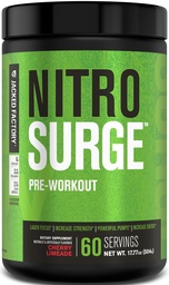 Jacked Factory NITROSURGE Pre Workout Supplement - Endless Energy, Instant Strength Gains, Clear Focus, Intensivpumpen - NO Booster & Powerful Preworkout Energy Powder - 60 Servietten, Kirsch Limeade