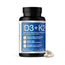 Vitamin D3 K2 mit MCT, 5000 IU Vegan D3 & 100 mcg MK7 K2, Unterstützung starke Knochen und Immungesundheit - 30 Kapseln (30 Tage Versorgung)