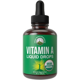 USDA Organic Vitamin A Liquid Drops Supplement. Vegan hohe Bioverfügbarkeit für Augen-, Haut- und Knochengesundheit. für Erwachsene, Männer, Frauen, Kinder. Bio VIT Ein Öl Retinyl Palmitate. Glutenfrei, Zero Sugar
