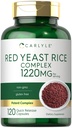 Carlyle Red Yeast Rice Complex | 1220mg | 120 Kapseln | mit Policosanol | Non-GMO und glutenfreie Ergänzung
