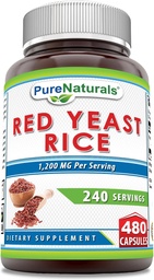 Pure Naturals Red Yeast Rice 1200 Mg pro Servieren, Kapseln Ergänzung | Non-GMO | Gluten Free | Made in USA (480 Count)