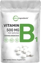 Vitamin B1 500mg pro Servierung, 240 Tabletten | Vitamin B1 Thiamin-Ergänzung, essentielle B Vitamine | Unterstützt Stoffwechsel und gesundes Nervöses System | Non-GMO, einfach zu schwanken