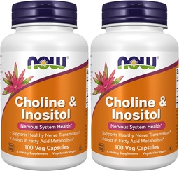 JETZT Ergänzungen, Choline & Inositol 500 mg, Gesunde Nervenübertragung*, Nervous System Health*, 100 Kapseln (Pack von 2)