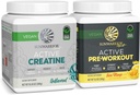 Aktive Preworkout Hydration Blend & Creatine Monohydrat-Pulver-Set | Bundle & Save | Non-GMO Soy Dairy Filler & Glutenfrei (60 Servierungen Unflavored Creatine, 30 Servierungen Yuzu Mango Pre Workout)