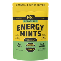 Viter Energy 40mg Koffein Minze - Zuckerfrei, B Vitamine, Vegan, Boosts Fast Energized Alert Focus, Koffeinierte Nootropic Ergänzung Pillen (Spearmint Flavor, 8oz, Bulk Bag)