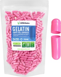 XPRS Nutra Größe 0 Leere Kapseln -1000 Graf Leere Gelatine Kapseln - Pillen DIY Kapsel Füllung - Pure Bovine Pill Gel Kapseln für Do-It-Yourself Ergänzungen (Pink)
