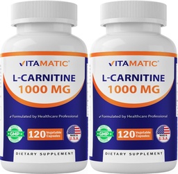 Vitamatic L-Carnitin Fumarate 1000 mg - 120 Gemüsekapseln (2 Flaschen)