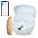 RIC Single Hearing Aid for Seniors ,CUSTOM FIT Digital Over-The-Counter wiederaufladbare Tinnitus Masking Premium Hörgerät Lösung für Erwachsene,nahe unsichtbare Bluetooth Call Enabled,Auto-On, 1pc Left Side