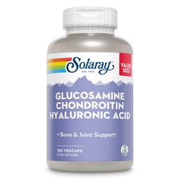 SOLARAY Glucosamin Chondroitin Hyaluronsäure, gesunde Knochen und Joint Support Supplement Plus Vitamin C für verbesserte Absorption, Labor verifiziert, 60-Tage-Garantie, 60 Portionen, 180 VegCaps