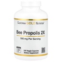 California Gold Nutrition Bee Propolis 2X Potency, Concentrated Extract 500 mg, Äquivalent zu 1000 mg Natural Propolis, Unterstützung Immune Health & Vitality*, 240 Veggie Kapseln
