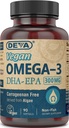 DEVA Vegan Omega-3 DHA-EPA 300MG – Kein Carrageen, Nicht-Fischöl aus Algen, Nicht-GVO, 90 Gelatine-freie Softgele