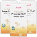 (Pack von 3) Hi Well Premium Propolis 3200 Flavonoid 96mg 250VegeCapsules