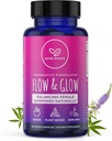 Flow and Glow Natural Hormone Balance für Frauen - PMS & Menopause Relief für Cramps, Mood Swings & Night Sweats mit Donq Quai & Black Cohosh für Menopause - 60 Vegan Capsule (1 Pack)