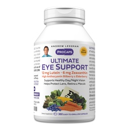 ANDREW LESSMAN Ultimate Eye Support 360 Softgels - 12mg Lutein, 6mg Zeaxanthin, Bilberry, Schlüsselnährstoffe zur Unterstützung von Augengesundheit und zur Förderung gesunder Vision. Keine Zusatzstoffe. Einfach zu Swallow Softgels
