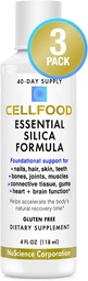 Cellfood Essential Silica Anti-Aging Formula - 4 fl oz, 3 Pack - Unterstützt gesunde Knochen, Gelenke, Haar, Haut, Nägel, Zähne & Zahnfleisch - leicht zu absorbieren - Gluten & Thiaminase Free, Non-GMO - 120-Day Supply
