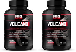 Kraftfaktor Volcano Pre Workout Nitric Oxid Booster Ergänzung für Männer mit Kreatin und L-Citrulline zu erhöhen und Energie, helfen Muskel, bessere Pumpe und Workout, 120 Kapseln (Pack von 2)