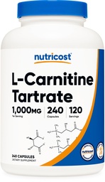 Nutricost L-Carnitin Tartrat 1.000 mg, 240 Kapseln - 500 mg pro Kapsel, 120 Portionen