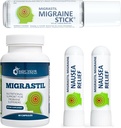 Basic Vigor Migrastil Migraine Support Kit mit Migraine Stick, Kapseln & Nausea Inhaler. Hergestellt in den USA