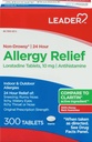Leader 24 Hour Allergy Relief, Non-Drowsy, Loratadine 10mg, Antihistamin, Original Prescription Strength, Sinus Relief, Indoor und Outdoor, Counteract Allergy, 300 Tablets