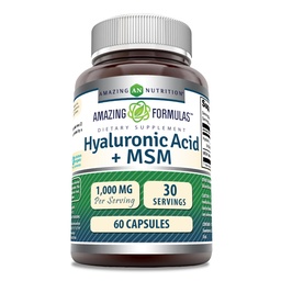 Erstaunliche Formeln Hyaluronsäure & MSM Supplement | 1000 Mg Pro Servieren | Kapseln | Non-GMO | Gluten Free | Made in USA (1 Pack, 60 Count)
