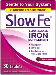 Slow Fe Slow Release Eisen Supplement - 30 Tabletten, Packung von 4