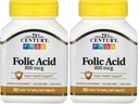21st Century 800 mcg Folsäure Tabletten, sortiert, 180 Zähler (Pack von 2)