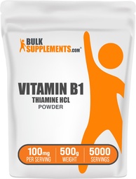 BulkSupplements Thiamine HCl Powder - Thiamine Hydrochlorid, B1 Vitamine, Thiamine B1 Supplement, Thiamine 100mg - Glutenfrei, 100mg pro Servierung, 500g (1.1 lbs) (Pack von 1)