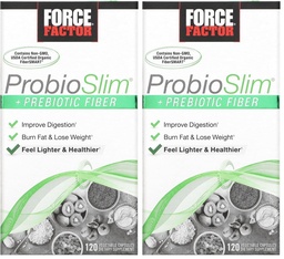 Force Factor ProbioSlim + Prebiotic Fiber Weight Loss Supplement für Frauen und Männer, Probiotic und Prebiotic Digestive Health Support mit Green Tea Extract und Psyllium Husk Fiber, 120 Kapseln