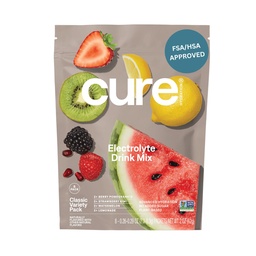 Cure Hydration | Pflanzenbasierte Elektrolyt-Getränk-Mix | Kein hinzugefügter Zucker | FSA-HSA | Entwässerungs-Relief-Pulver hergestellt mit Kokoswasser | Non-GMO | Vegan | 8 Packungen - Vielfalt Pack