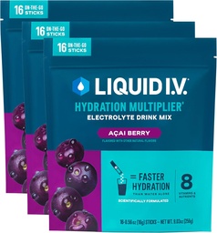 Liquid I.V.® Hydration Multiplier - Acai Berry | Elektrolytpulver Getränke Mix | 3 Pack (48 Portionen)
