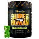 ALPHA LION Superhuman Pre Workout Pulver, Beta Alanin, L-Taurin & Tri-Source Koffein für nachhaltige Energie & Fokus, Stickoxid & Citrullin für Pumpe (21 Portionen, Sour Gummy Bear Flavor)