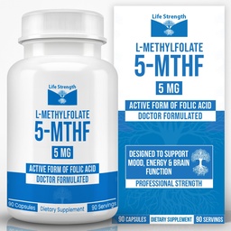 L-Methylfolat 5 MG, Optimiertes und hochbioaktives Methyl Folat, 5-MTHF-Ergänzung für Mood und Immununterstützung, Natürliche Diät-Ergänzung für Energie, Non-GMO & Gluten-Free, 90 Kapseln