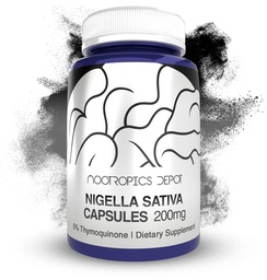 Nootropics Depot Nigella Sativa Extrakt Kapseln | 200mg | 60 Count | Minimum 5% Thymochinon Inhalt | Schwarzer Samen Öl Extrakt | Unterstützt Speicher, Leber, Gehirn und Immunfunktion