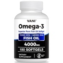 Fischöl Omega 3 (4000mg), 180 Softgels, Omega 3 Fettsäureergänzungsmittel mit EPA & DHA für Gehirn & Herzgesundheit*