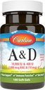 Carlson - A & D, 10000 IU (3000 mcg RAE) Vitamin A, 400 IU (10 mcg) Vitamin D3, Vision Support, Hautgesundheit, 100 Weichgel