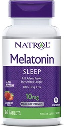Natrol Melatonin Schlaf Maximale Stärke schnell auflösen Erdbeer Geschmack 10 mg 60 Tabletten (Pack von 2)