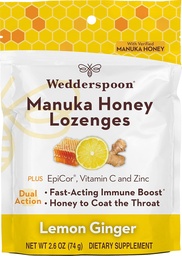 Wedderspoon Manuka Honey Immunität Lozenges, Lemon Ginger, 2.6 Oz (Pack von 1), Echter neuseeländischer Honig, Boost Immunität innerhalb von zwei Stunden