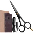 Beauty & Crafts- 5''''' Deutsche Bart-Schmerze Schere - 2 Schnurrbart Comb für Gesichtshaar mit schönem Pouch - Bart Trimming Schere Verwendung für Grooming, Schneiden und Styling von Schnurrbart (schwarz)