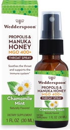 Wedderspoon Propolis und Manuka Honey Throat Spray, Kamille & Mint, 1 Fl Oz (Pack von 1), Sore Throat Relief, natürliche Immununterstützung