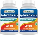 Best Naturals Hyaluronsäure 200 mg 120 Tabletten (Non-GMO, Glutenfrei) - Fördert jugendliche gesunde Haut und gesunde Gelenkfunktion (120 Count (Pack von 2))