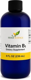 Flüssiges Vitamin B1 Tropfen - Tägliche Thiamin-Ergänzung zur Unterstützung Verdauung, Nervous System, Herzgesundheit, Stress-Relief, natürliche Energie-Booster - 500% DV, 288 Servierungen pro Flasche - 8 fl. Unze